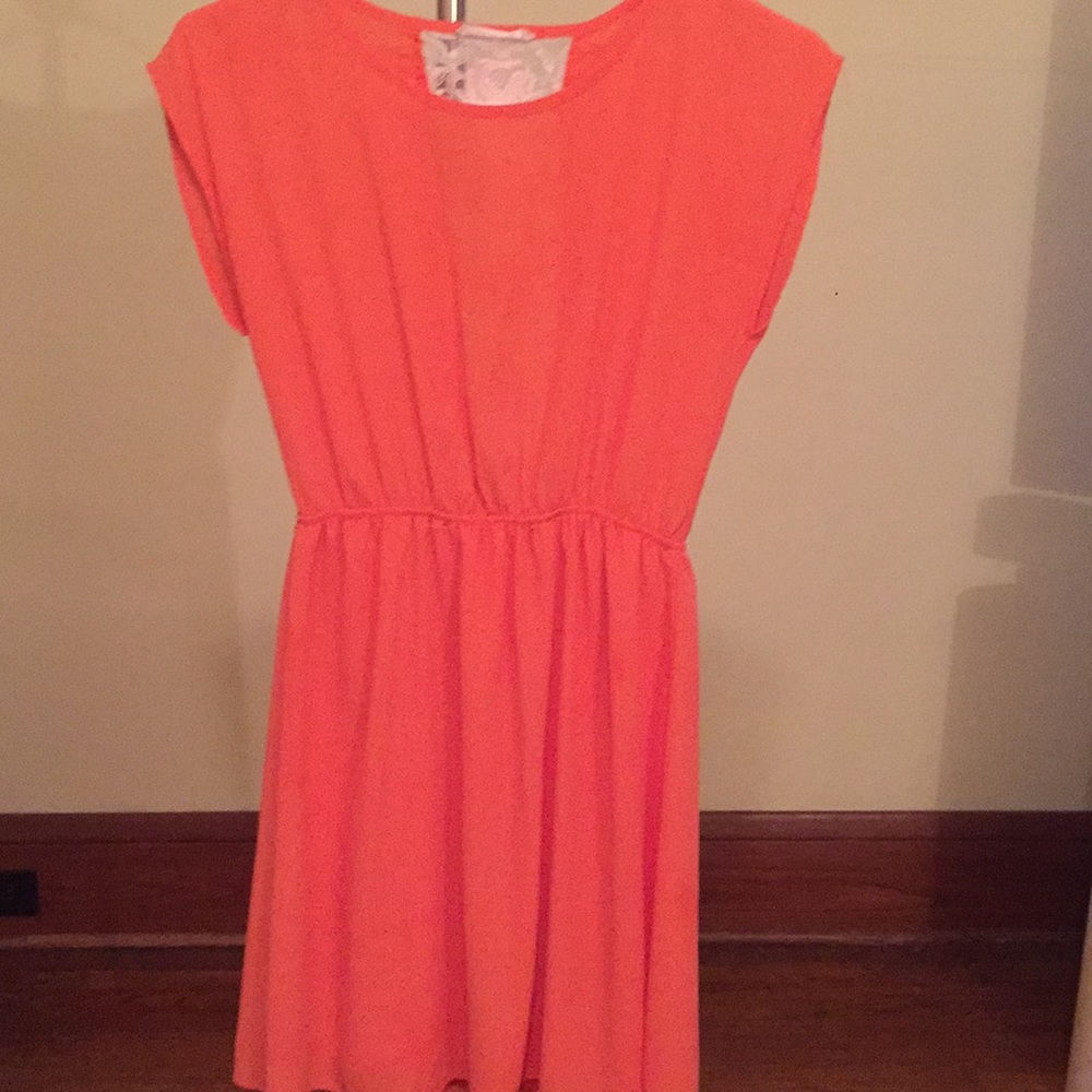 Coral dress with lace in back
